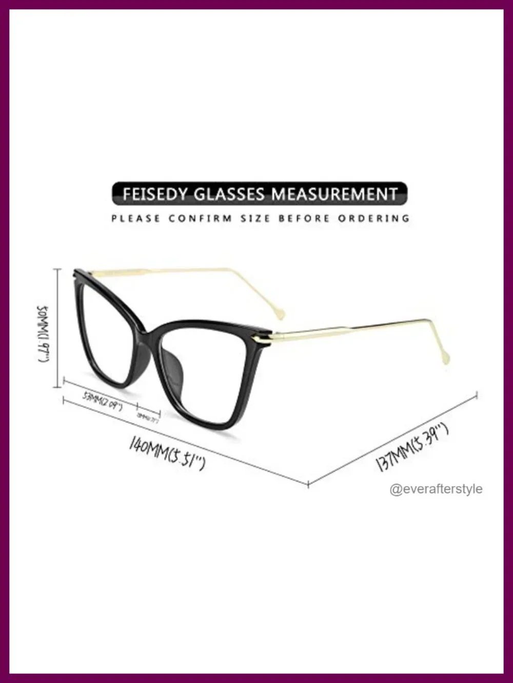 Oversized Cat Eye Eyeglasses Frame with Clear Lenses for Women